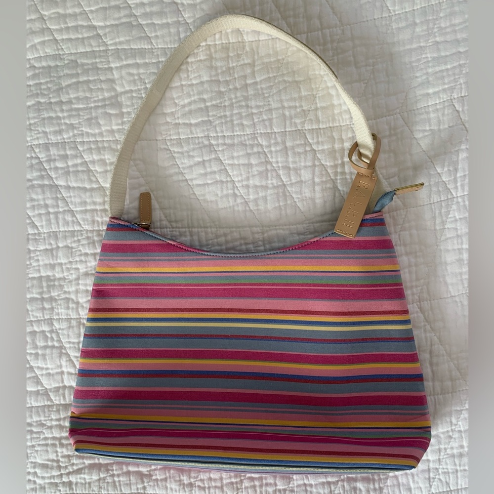 Barbie💕Ralph Lauren Bag✨Striped Bag colorful shoulder bag pink purse fabric bag